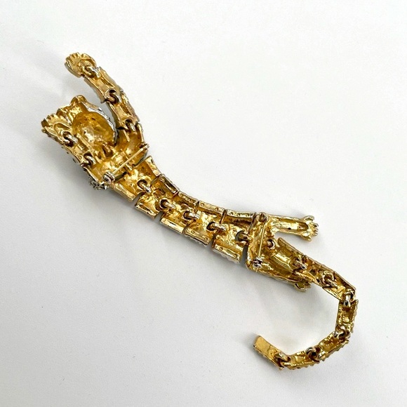 Articulated Big Cat Shoulder Brooch Tiger Jaguar Leopard Draping Double Pin - Picture 2 of 2